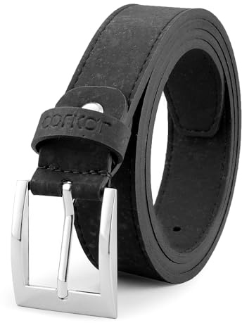 Corkor Vegan Gürtel Herren Veganes Kork Leder Schwarz Braun für Vegetarier