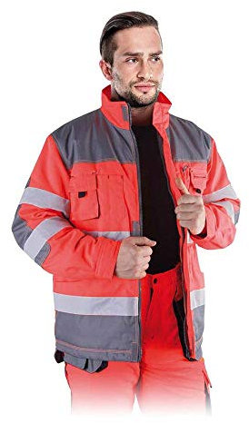 Leber & Hollman Herren Schutzjacke LH-FMNWX-J, 80% Polyester 20% Baumwolle 270 g/m2, Futter 100% Polyester 220 g/m2, Hochkragen, Reiß- und Klettverschluss vorne, Reflexionsstreifen