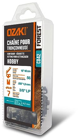 OZAKI - Chaîne Tronçonneuse .3/8 LP (Low Profile) - Jauge 1,3 mm (0,50) - Profil de Gouge Semi-Carré - 56 Entraîneurs