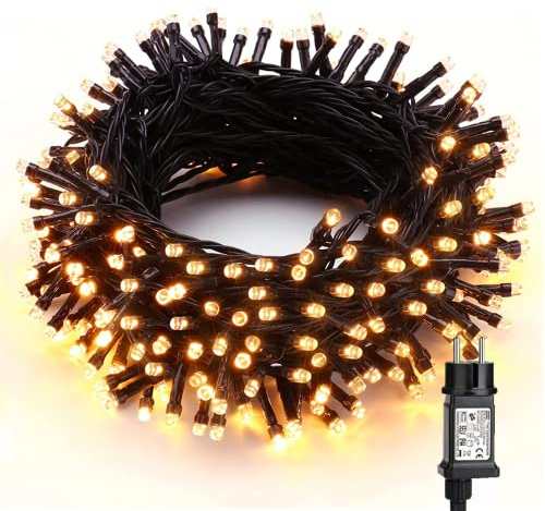 PhilzOps Guirlande Lumineuse de Noël, 200 LED Guirlande Lumineuse Extérieur Electrique 20M Blanc Chaud Fil Vert Lumière Intérieur avec 8 Modes Etanche pour Noël Fête Mariage Hôtel Maison Décoration