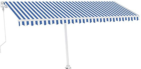 vidaXL Standmarkise Automatisch Markise Sonnenmarkise Balkonmarkise Sonnenschutz Gelenkarmmarkise Terrasse Garten 500x350cm Blau Weiß