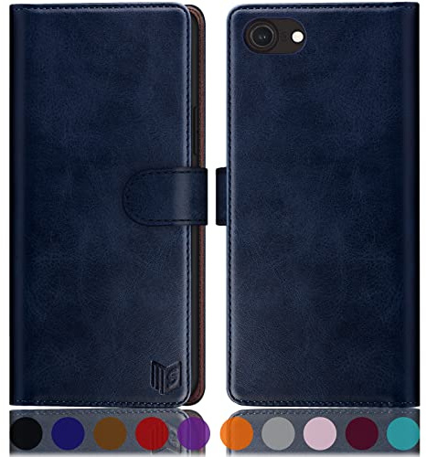 SUANPOT [RFID Schutz für iPhone SE 2022/7/8/SE 2020 4,7-Zoll Hülle PU Leder Handyhülle Lederhülle Klapphülle Kartenfach Flip Cover für Apple SE 2022 Handy hülle Leather Wallet Phone Case Blau
