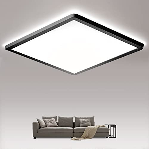 MLOQI 36W LED Bathroom Ceiling Lights, IP44 Waterproof, 5000K Daylight White, LED Ceiling Light for Office Kitchen Hallway Living Room (Black Edge)