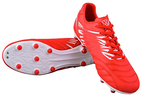 Vizari Men's Valencia FG Firm Ground Soccer Shoes/Cleats for Teens and Adults (Red/White, 7.5)