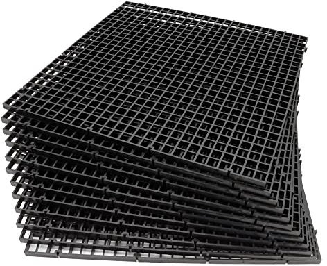 ALEGI 12 Pcs Aquarium Fish Tank Divider Plastic Egg Crate Aquarium Filter Bottom Tray Grid Isolation Board Partition Net Pane Separator (L 12pcs Black)