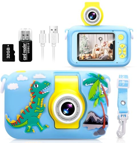 Camara Fotos Infantil,ARNSSIEN Cámara de Fotos Digital con Lente de180°Flip