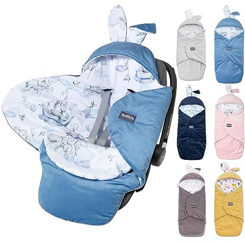 Bellochi Growing in style Premium Einschlagdecke Babyschale, Baby Erstausstattung aus Baumwolle für Autositz, Kuscheldecke für Kinderwagen mit Fußsack passend für Maxi-Cosi, Römer, Cybex - Jambo