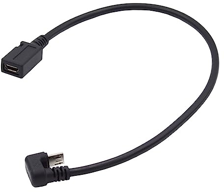cablecc Micro USB 2.0 5-Pin-Stecker auf Buchse, Verlängerung, Strom- und Datenkabel, entgegengesetzte U-förmige Rückseite, abgewinkelter Typ für Laptop-Telefone