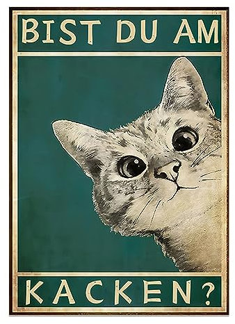 Kinretixia® Vintage Lustige Katzenmuster Wanddekoration, Katze Bild Poster für Badezimmer & WC, wasserdicht Perfekt für Gäste-WC und Toilette, lustige Dekoration