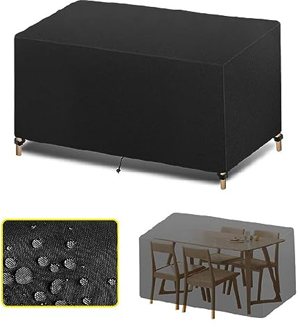 Abdeckung Gartenmöbel Winterfest 225x110x75cm 420D Oxford Gewebe Abdeckung für Gartenmöbel Wasserdichte, Anti-UV, Outdoor-Tischabdeckung für Tische und Stühle, Rattanmöbel Gartentisch Abdeckplane