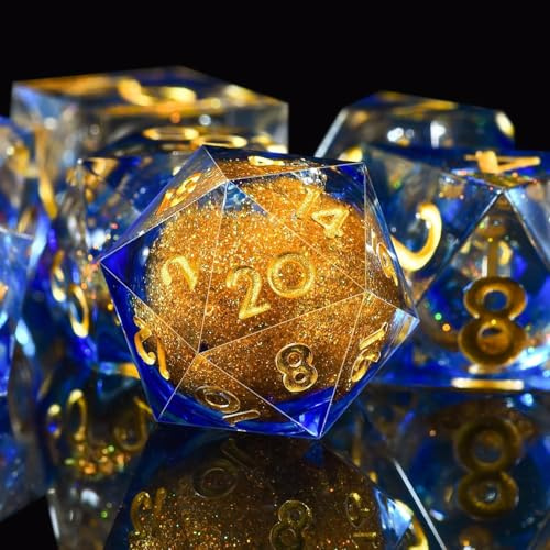 D&D kvicksand harts skarp kant tärningsset – 7 st handgjorda för fängelsehålor och drakar, MTG, RPG, Ttrpg, stigfinnare – polyhedral D20 D12 D10 D8 D6 D4 med låda