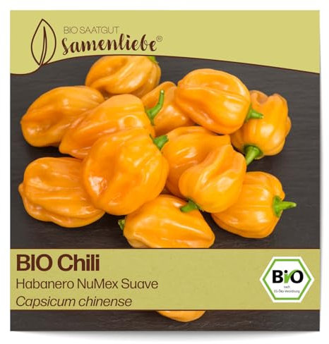 Samenliebe BIO Chili Samen Gemüsesamen Habanero NuMex Suave 10 Samen Gemüse Samen Garten Chili Saatgut samenfeste einjährig Pflanzen für Gewächshaus, Garten und Balkon