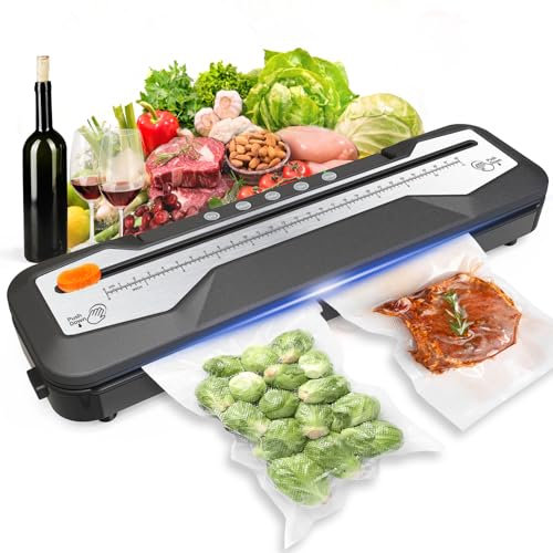 OidoZac Vacuum Sealer Machine, Automatic Food Vacuum Sealer 5 Modes with 15 Sealer Bags and Built-in Cutter, One-touch Sealing Vacuum Vac Pack Machine for Sous Vide Cooking Dry & Moist Foods, Black