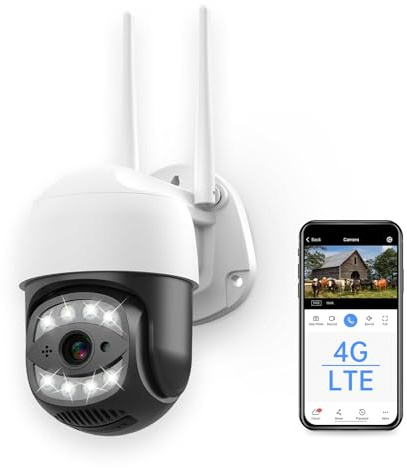 SECUEYE APP 4MP Cellular Camera 3G/4G LTE Outdoor Security Pan/Tilt/Zoom Color Night Vision Human Detection Automatic Tracking IP65 Waterproof 24/7 Recording (C17HN-4G)