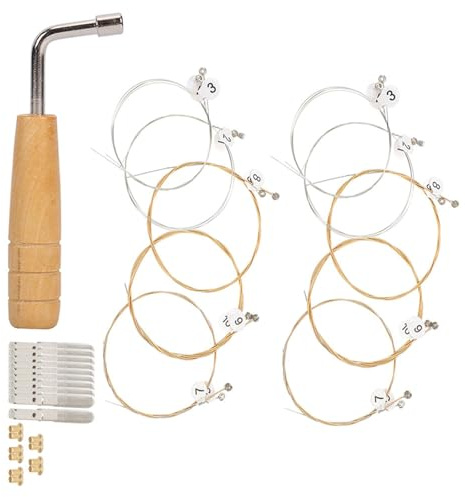 Robuster Leierstimmschlüssel Satz mit 21 Teilen für Lyra und Lyraharfe | Kupfer, Holz und Metall, Standarde Spannung, zum Stimmen Ihrer Leier, 1 Satz, Zubehör für Instrumententeile