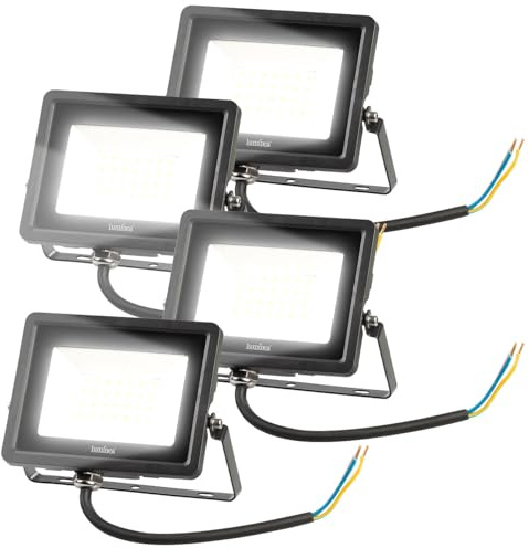 Luminea LED-Strahler Tageslicht: 4er-Set Mini-LED-Fluter, 20 W, 2.000 lm, IP65, 4.000 K, tageslichtweiß (Strahler tageslichtweiß, wetterfeste Fluter)