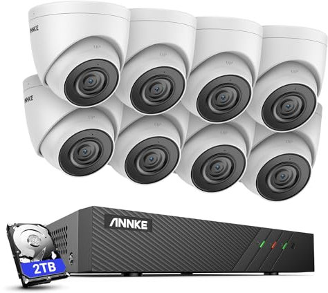 ANNKE 8CH NVR CCTV Camera System Outdoor, 8X 3K/5MP Security PoE Camera with 100ft Night Vision, Human Vehicle Detection, Remote Access, 2TB HDD for 24/7 Recording, IP67 Waterproof