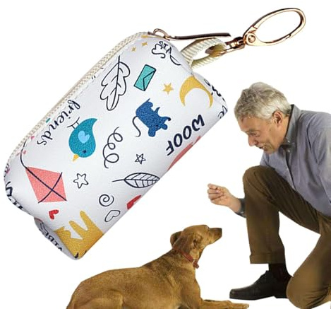 Hundekotbeutelspender, Hundekotbeutelhalter aus Leder, Hundekotbeutelspender aus PU-Leder, Schmutzabweisender Kotbeutelhalter, tragbarer Kotbeutelspender mit Haken