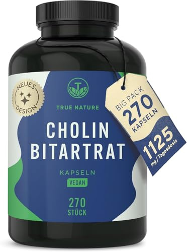 TRUE NATURE Cholin Bitartrat Kapseln - 1125mg Tagesdosis - 270 Stück