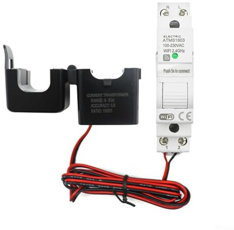 Compteur d'électricité WiFi intelligent, moniteur d'énergie sur rail DIN, monophasé, CA 100 V à 240 V, surveillance à distance pour la maison et le bureau (50 A)