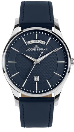 JACQUES LEMANS - Armbanduhr Date London - Quartz Uhrwerk - Gehäusedicke: 8 mm - Gehäusebreite: 40 mm - Edelstahl - 5 ATM