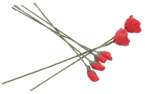 IMIKEYA 6pcs Miniature Rose Arrangements for Dollhouse Decor Realistic Simulation Flower Models for Home Decoration for Projects and Miniature Landscapes