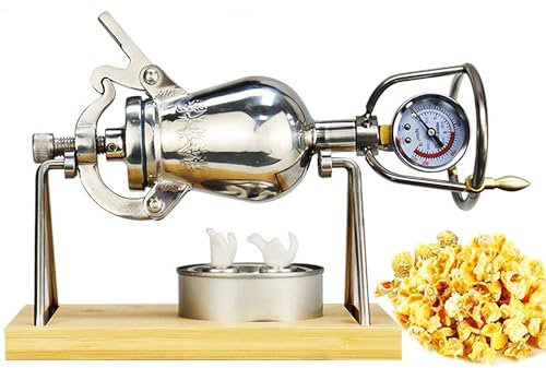 Machine à popcorn vintage manuelle en acier inoxydable 304 pour maïs, riz, soja, haricots mungo, haricots rouges – Parfait pour la maison et les fêtes