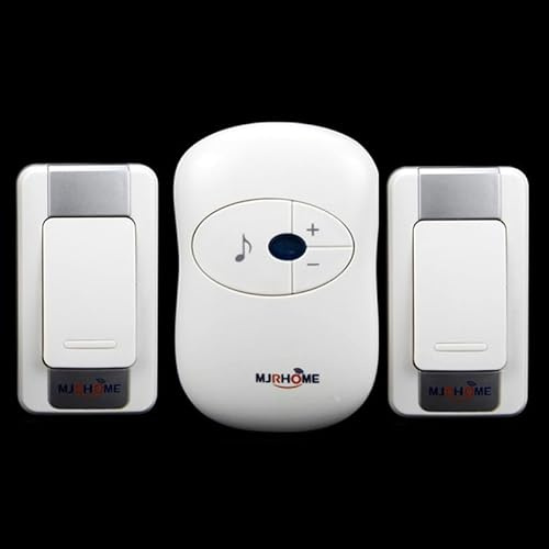 SLDAGe Sonnette sans Fil, Carillon et Sonnettes Exterieur Etanche à 300M de Portée, Kit de avec LED et 36 Mélodies au 4 Niveau Volume pour Maison, Deux Bouton Emetteurs, Blanc