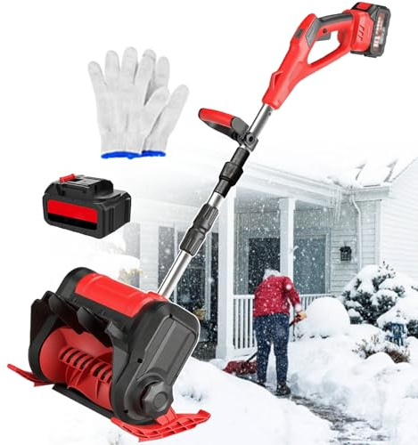 pealiritansemen Quitanieves Inalámbrico, Quitanieves Eléctrico A Batería De 21 V, Dirección Ajustable De 45°, Ancho De Limpieza De 30 cm, Quitanieves Plegable para Patios Y Aceras Red-1battery