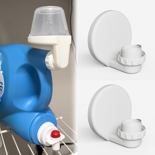 2 Pack Laundry Detergent Cup Holder with Drain - for ArmHammer, for Persil, for Purex, for Tide, for Gain and Other, Easy Attachment to Most Bottles (White, for ArmHammer, Persil, Purex, Xtra)