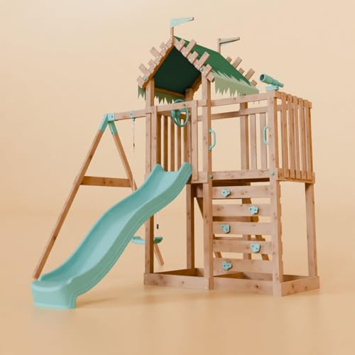 Waltons Wooden Swing Set with Slide - Outdoor Kids Climbing Frame with Garden Swing & Toddler-Friendly Features | Pressure-Treated Timber Garden Playset for Children | Handmade in the UK