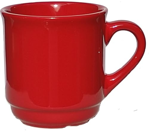 Glasveredlung Schmitz Glühweinbecher Glühweintasse 26 cl, stapelbar, Keramik (4, rot, ohne Dekor und ohne Füllstrich)