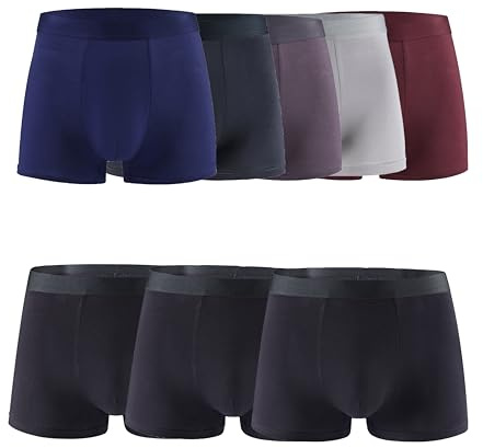SimidunEUR Boxer da Uomo, Confezione da 8 Pezzi, Biancheria Intima, Boxershorts in Fibra di Bambu, Respirabile, Elastico, Assorbente di umidità, Confortevole
