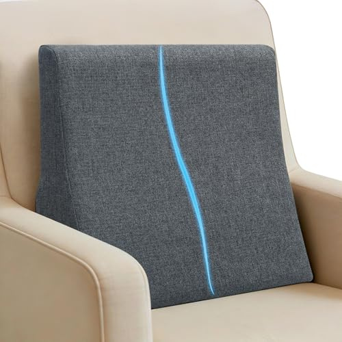 Vekkia Lumbar Support Pillow for Recliner - Couch Back Support Pillow for Lower Back Pain Relief, Lumbar Cushion for Sofa, Accent Chair & Armchair, Recliner Cushions for Elderly, Washable Cover (Gray)
