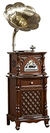 CLSDRZC Grammofono Vintage retrò, fonografo in Legno grammofono Giradischi Giradischi in Vinile Altoparlanti 3 velocità 33/45/78, Supporto Disco in Vinile/CD/VCD/Dvd/USB/Bluetooth/registratore Radio