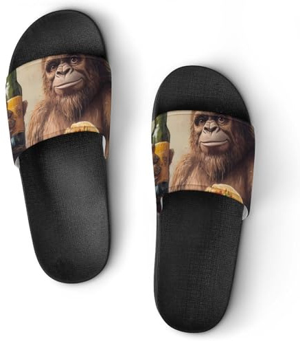 Bigfoot Sasquatch Hold Beer And Mexico Food House Sandals Slip On Bathroom Shower Slippers Indoor Slides Shoes for Men Women