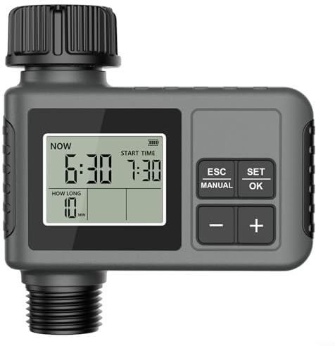 Momfin 1 confezione di timer automatico per l'irrigazione con ritardo in caso di pioggia, regolabile da 1 min a 3 ore per sistema di irrigazione da giardino, in materiale ABS (14 mm)