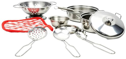 Kochgeschirr Spielzeug – Küchenset für Kinder aus Edelstahl – Zubehör für Kinder – für Mädchen Picknick Camping Party Outdoor Krippe