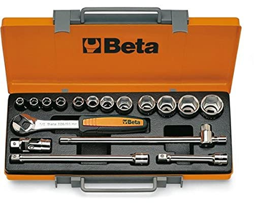 BETA 920B/C12X - 12 chiavi a bussola esagonali e 5 accessori in cassetta di lamiera