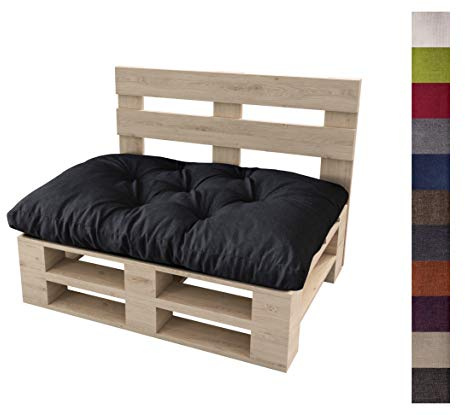 sunnypillow Palettenkissen für Gartenmöbel - Sitzkissen 120 x 60 cm - Palettenauflage für Palettensofa - Palettenpolster, Sitzpolster für Palettenmöbel - Gesteppte Gartenkissen - Kissen Schwarz