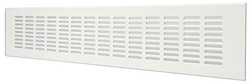 La Ventilazione GF408B Griglia di ventilazione Rettangolare in alluminio verniciato bianco da incasso, Dimensioni 400x80 mm.