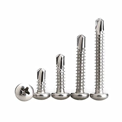 Dreneco Vis Autoforeuse Metal Vis à Tête Ronde Phillips en Acier Inoxydable Vis Autoperceuse pour Metal, M4.2×25mm,20 pcs