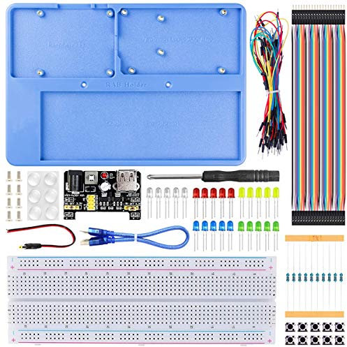 DAOKI RAB Holder DIY Kit 5 in 1 Base Plat Electronic Component Arduino DIY Fun Kit Breadboard Holder for Arduino UNO R3 Mega 2560 Raspberry Pi 4B/3B+/3B/2B+/2B/Zero Breadboard