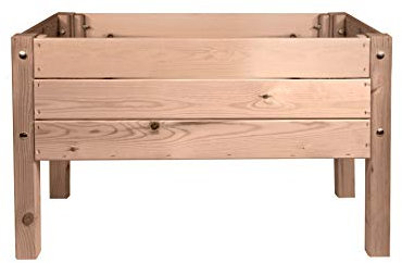 mgc24 Jardinière surélevée massive pour enfants - Bois de pin marron rectangulaire pour jardin, terrasse, balcon - 79 x 40 x 50 cm