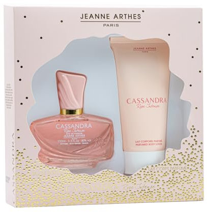 JEANNE ARTHES - Coffret cadeau pour Femme - Cassandra Rose Intense - Eau de Parfum 100 + Lait pour le Corps 150 ml - Parfum Rose Musc - Fabriqué et conditionné en France à Grasse