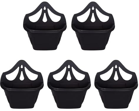 ACCURATE 31cm Venetian Wall Planter. Ideal for Indoor and outdoor decorative (Black, 5 Packs)
