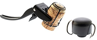 Koala Spain Set Amantes del Champagne Negro (2 Piezas), 1 Tapón Hermético Cava, 1 Abridor de Champagne