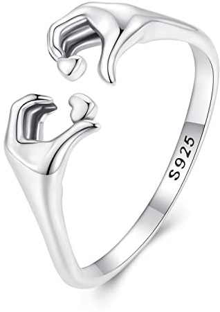 NewL 925 sterling silver hjärta Claddagh ringar för kvinnor justerbar irländsk Claddagh ring vänskapslöfte, Sterlingsilver