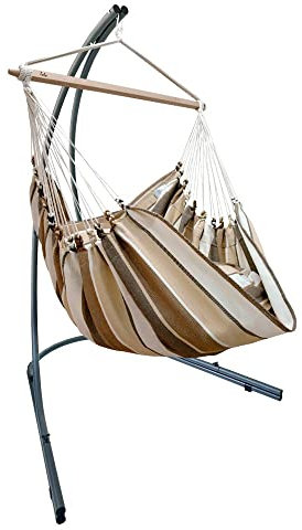 Lola Palma Hängesesselgestell aus Metall mit XL Hängesessel Brasil Sofa Cappuccino 110 cm wetterfest