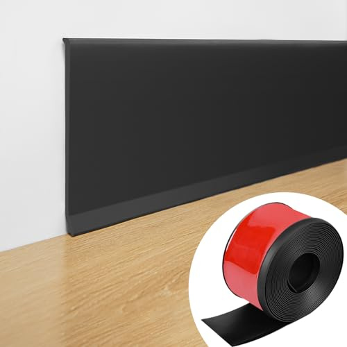 Art3d Flexible Wall Baseboard Molding Trim, 4 Inch x 20 Feet Peel and Stick Vinyl Wall Base Trim, Black